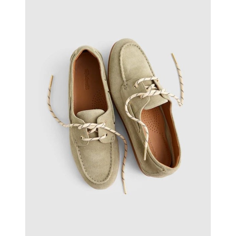 Madewell The Jamie Boat Shoe in Pale Fatigue Suede Moccasin Flats NZ712 Size 9